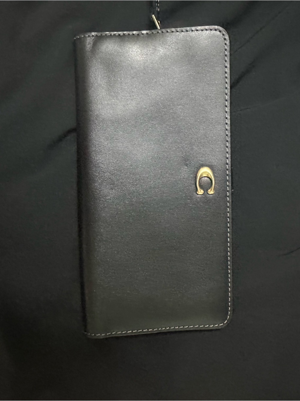 Coach Black Leather Zip-Accent Wallet
